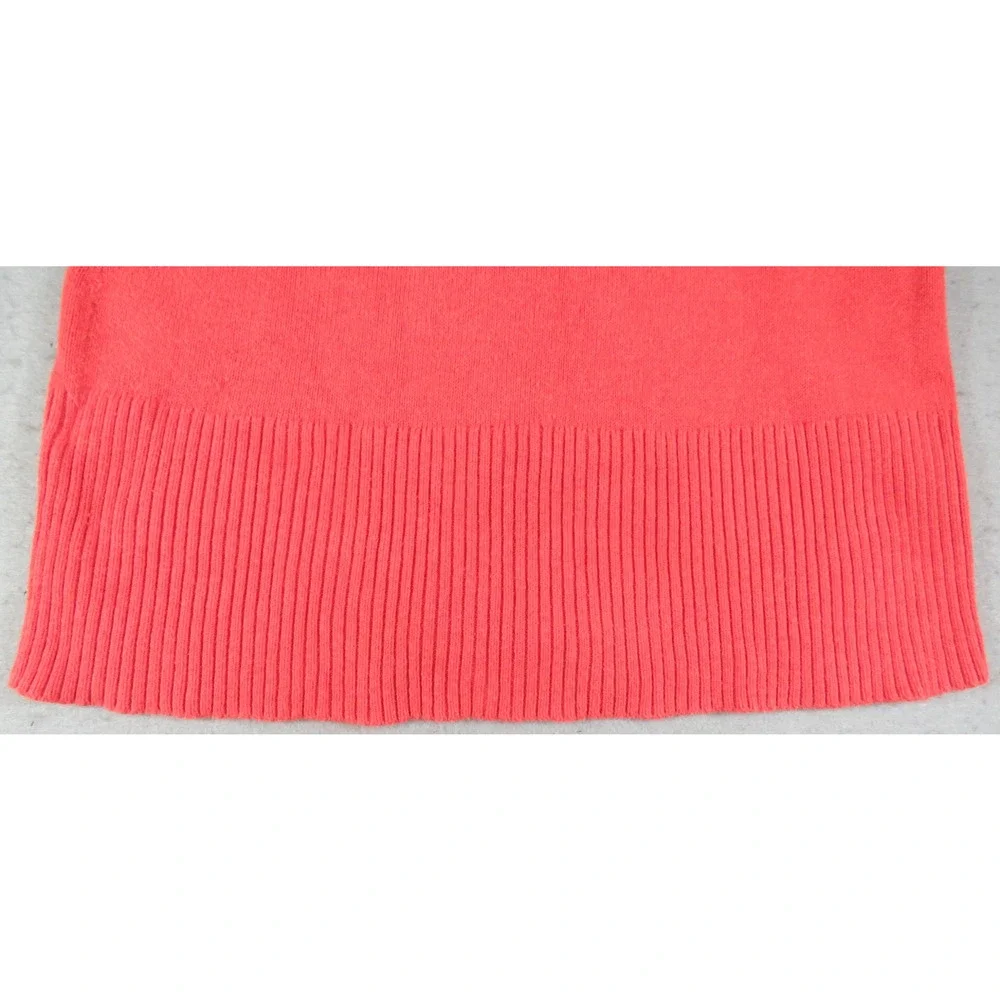 Boston Proper Zip Silk Blend Sweater Womens M Coral Knit Ribbed Stretch Cardigan